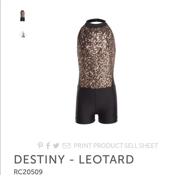 Revolution Dance- Black and Gold Destiny leotard and Skirt Set - Picture 2 of 3